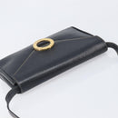 CELINE Circle Hand Bag Leather Black Gold Auth 120926-6