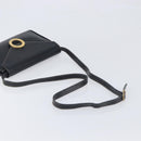 CELINE Circle Hand Bag Leather Black Gold Auth 120926-7