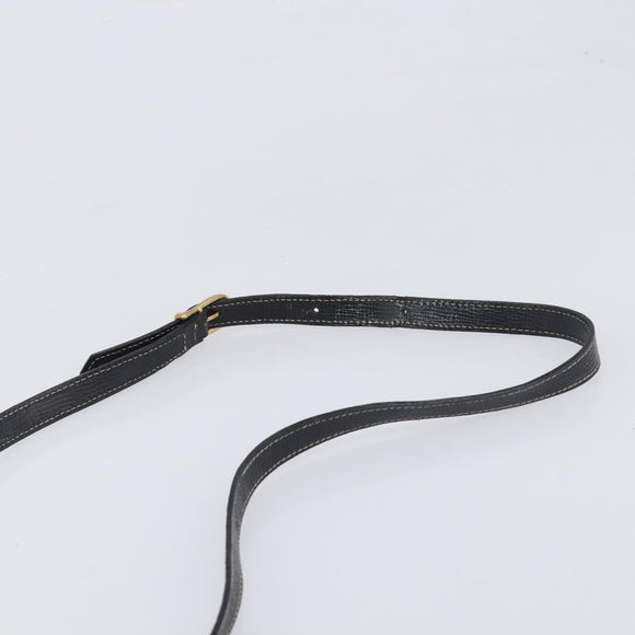 CELINE Circle Hand Bag Leather Black Gold Auth 120926