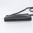 CELINE Circle Hand Bag Leather Black Gold Auth 120926-5