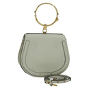 Chloe Nile Hand Bag Leather 2way Gray Gold Auth 120933-1