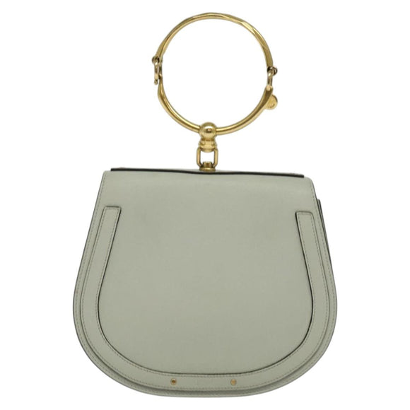 Chloe Nile Hand Bag Leather 2way Gray Gold Auth 120933