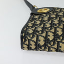 Christian Dior Trotter Canvas Shoulder Bag Navy Gold Auth 120936-9