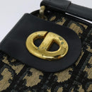 Christian Dior Trotter Canvas Shoulder Bag Navy Gold Auth 120936-10