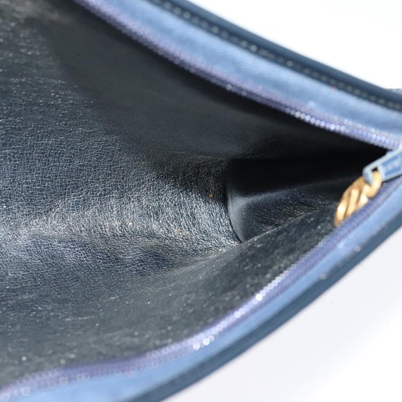 Christian Dior Trotter Canvas Shoulder Bag Navy Gold Auth 120936