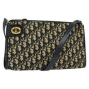 Christian Dior Trotter Canvas Shoulder Bag Navy Gold Auth 120936-1