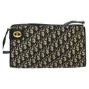 Christian Dior Trotter Canvas Shoulder Bag Navy Gold Auth 120936-13