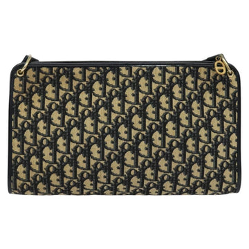 Christian Dior Trotter Canvas Shoulder Bag Navy Gold Auth 120936 - 0