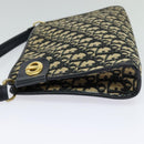 Christian Dior Trotter Canvas Shoulder Bag Navy Gold Auth 120936-3
