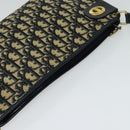 Christian Dior Trotter Canvas Shoulder Bag Navy Gold Auth 120936-6