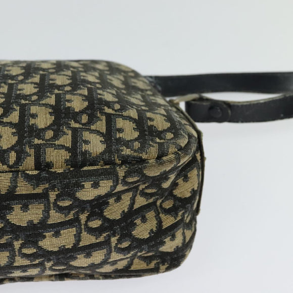 Christian Dior Trotter Canvas Shoulder Bag Navy Gold Auth 120937