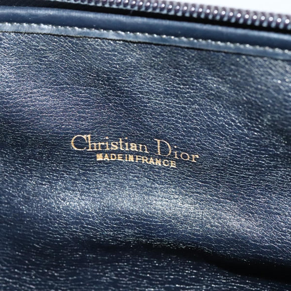 Christian Dior Trotter Canvas Shoulder Bag Navy Gold Auth 120937