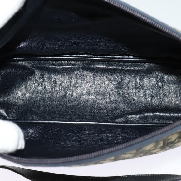 Christian Dior Trotter Canvas Shoulder Bag Navy Gold Auth 120937