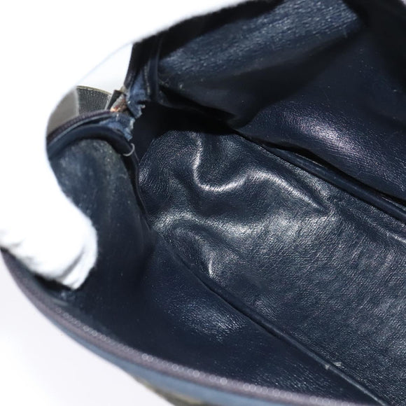 Christian Dior Trotter Canvas Shoulder Bag Navy Gold Auth 120937