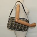 Christian Dior Trotter Canvas Shoulder Bag Navy Gold Auth 120937-19