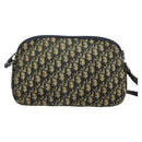 Christian Dior Trotter Canvas Shoulder Bag Navy Gold Auth 120937-2