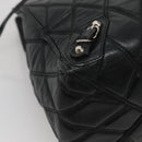BALENCIAGA Hand Bag Leather Black Silver Auth 120938-11