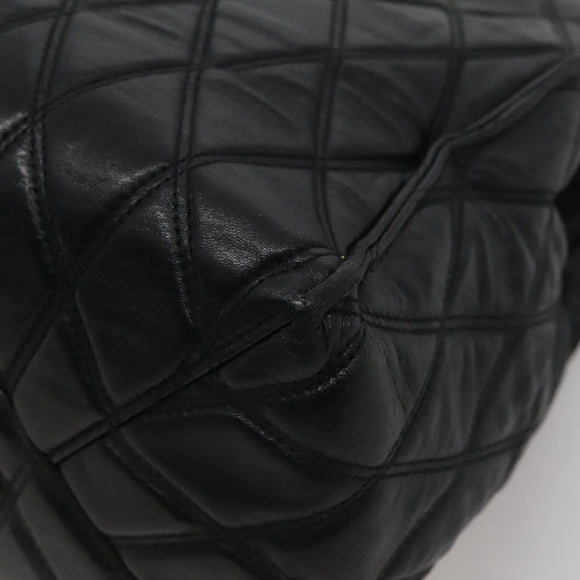 BALENCIAGA Hand Bag Leather Black Silver Auth 120938