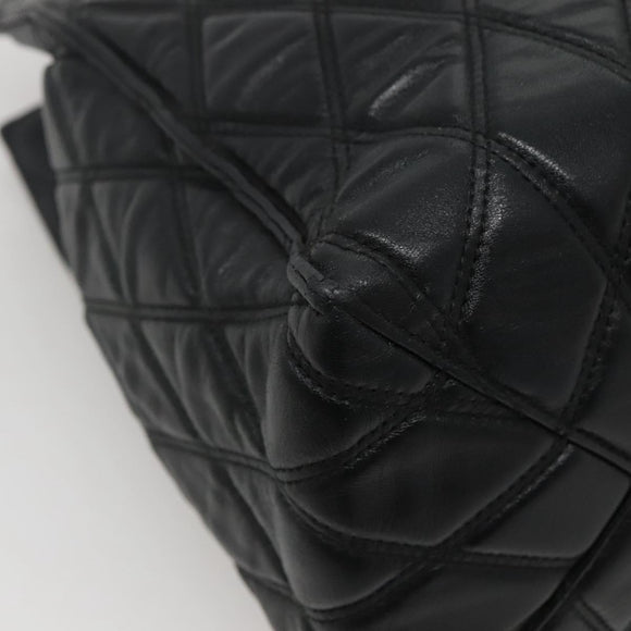 BALENCIAGA Hand Bag Leather Black Silver Auth 120938