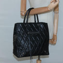 BALENCIAGA Hand Bag Leather Black Silver Auth 120938-22