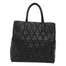 BALENCIAGA Hand Bag Leather Black Silver Auth 120938-3