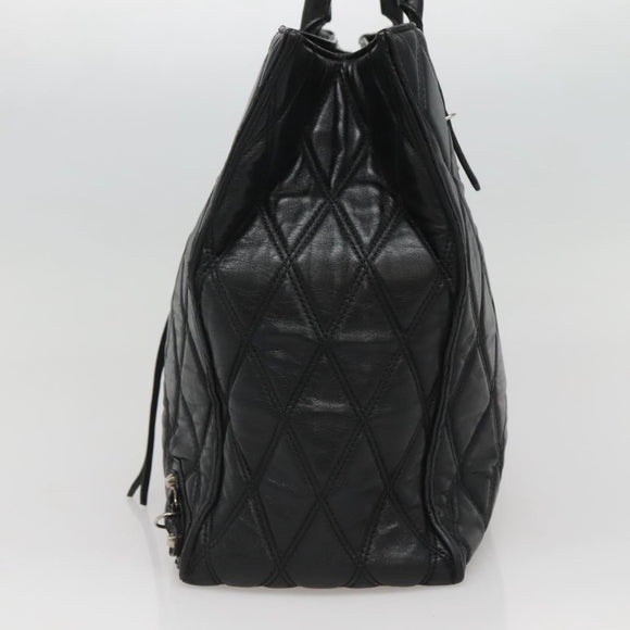 BALENCIAGA Hand Bag Leather Black Silver Auth 120938