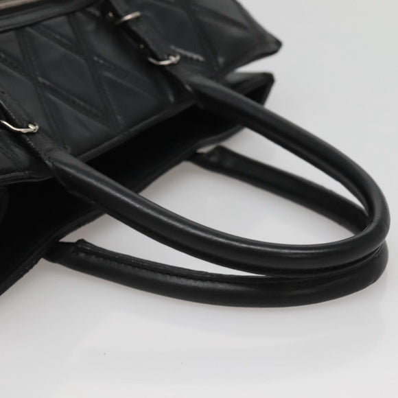 BALENCIAGA Hand Bag Leather Black Silver Auth 120938