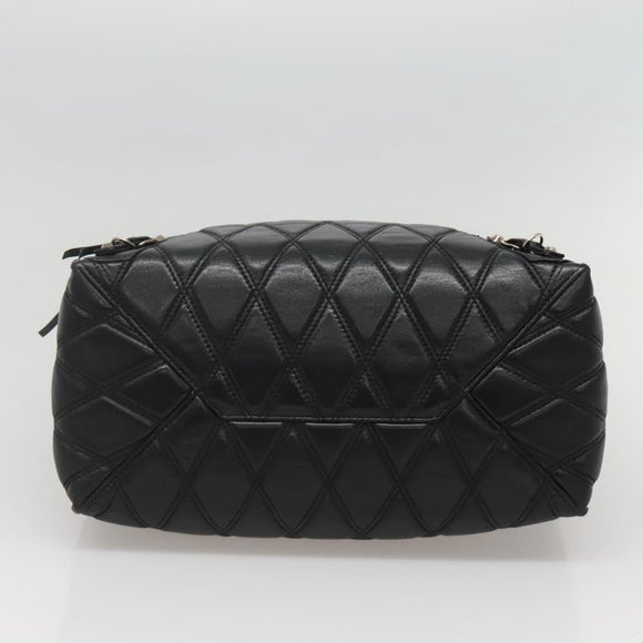 BALENCIAGA Hand Bag Leather Black Silver Auth 120938