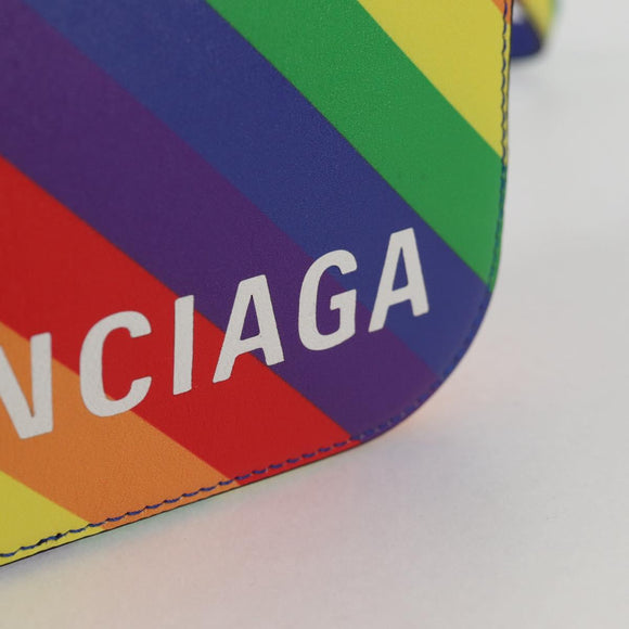 BALENCIAGA Camera bag XS Shoulder Bag Leather Rainbow 558171 Auth 120939SAM