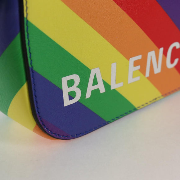 BALENCIAGA Camera bag XS Shoulder Bag Leather Rainbow 558171 Auth 120939M