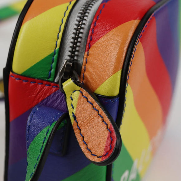 BALENCIAGA Camera bag XS Shoulder Bag Leather Rainbow 558171 Auth 120939M