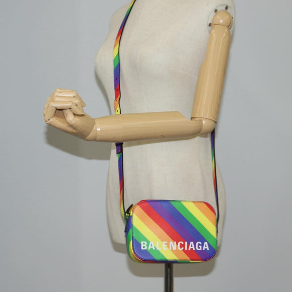 BALENCIAGA Camera bag XS Shoulder Bag Leather Rainbow 558171 Auth 120939SAM