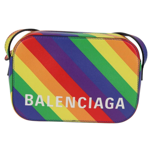 BALENCIAGA Camera bag XS Shoulder Bag Leather Rainbow 558171 Auth 120939M