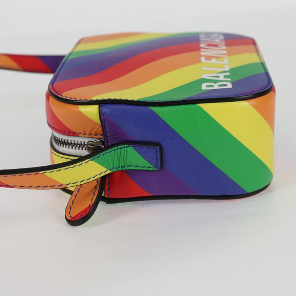 BALENCIAGA Camera bag XS Shoulder Bag Leather Rainbow 558171 Auth 120939SAM