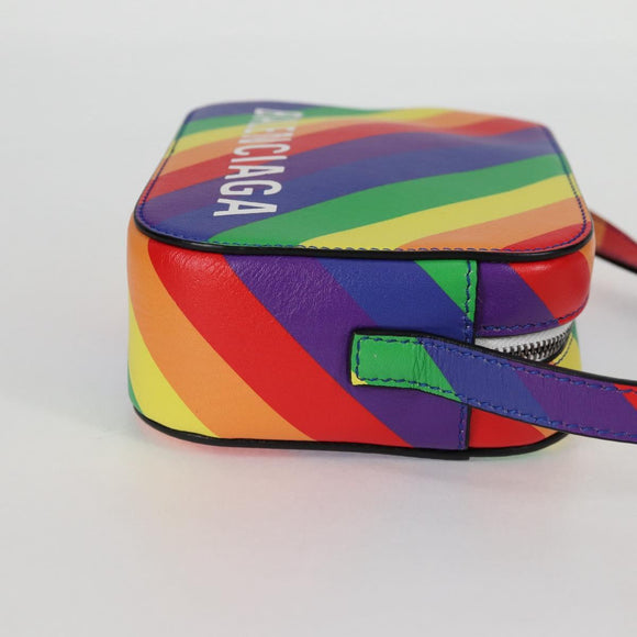 BALENCIAGA Camera bag XS Shoulder Bag Leather Rainbow 558171 Auth 120939M
