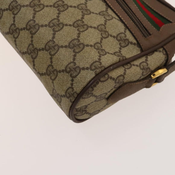 GUCCI GG Supreme Web Sherry Line Bag PVC Beige Gold 001 44 6655 Auth 120942