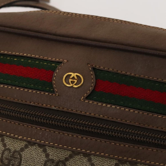 GUCCI GG Supreme Web Sherry Line Bag PVC Beige Gold 001 44 6655 Auth 120942