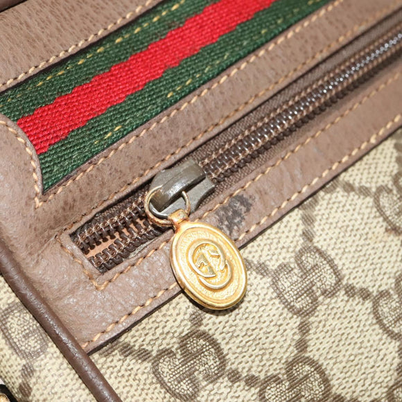 GUCCI GG Supreme Web Sherry Line Bag PVC Beige Gold 001 44 6655 Auth 120942