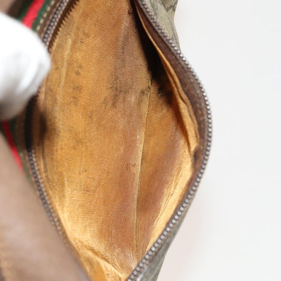 GUCCI GG Supreme Web Sherry Line Bag PVC Beige Gold 001 44 6655 Auth 120942