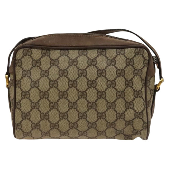 GUCCI GG Supreme Web Sherry Line Bag PVC Beige Gold 001 44 6655 Auth 120942