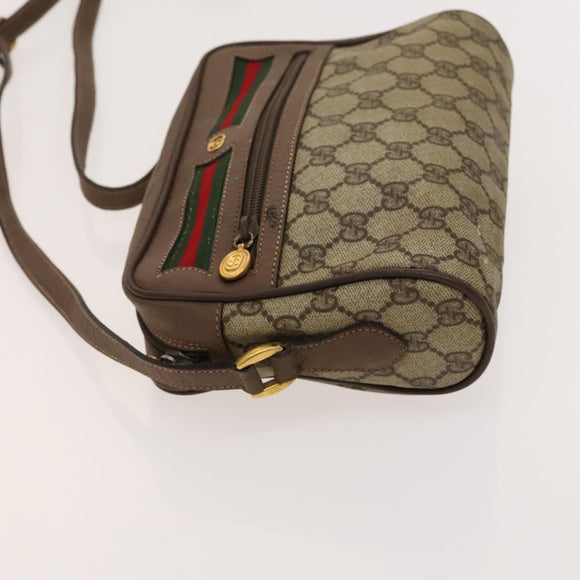 GUCCI GG Supreme Web Sherry Line Bag PVC Beige Gold 001 44 6655 Auth 120942