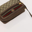 GUCCI GG Supreme Web Sherry Line Bag PVC Beige Gold 001 44 6655 Auth 120942-6