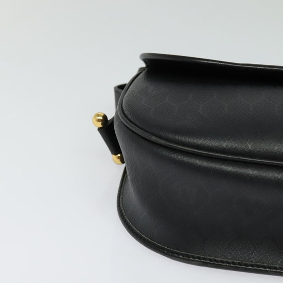 Christian Dior Honeycomb Canvas Shoulder Bag PVC Black Gold Auth 120944