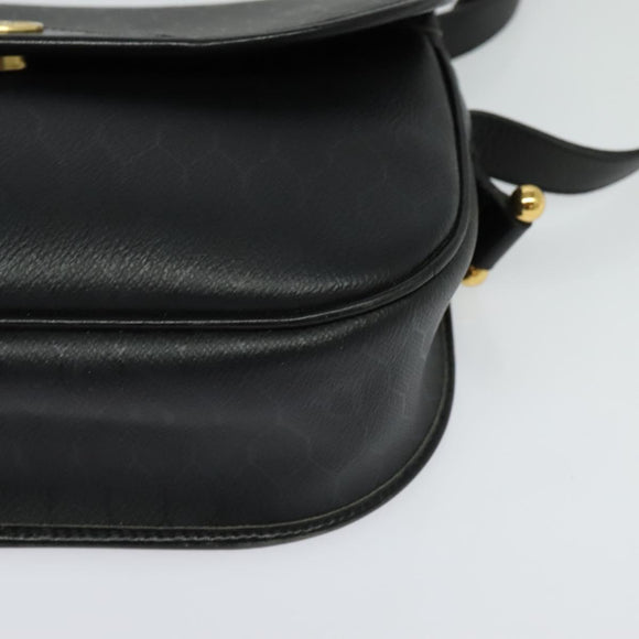 Christian Dior Honeycomb Canvas Shoulder Bag PVC Black Gold Auth 120944