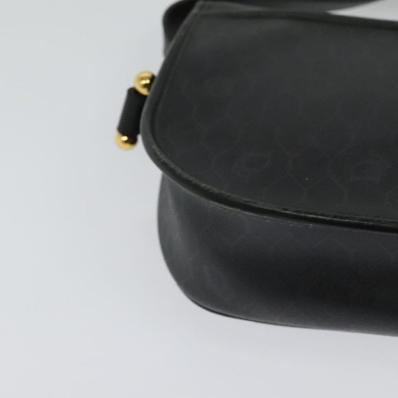 Christian Dior Honeycomb Canvas Shoulder Bag PVC Black Gold Auth 120944