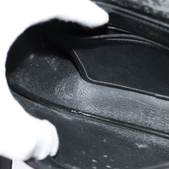 Christian Dior Honeycomb Canvas Shoulder Bag PVC Black Gold Auth 120944