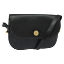 Christian Dior Honeycomb Canvas Shoulder Bag PVC Black Gold Auth 120944-1