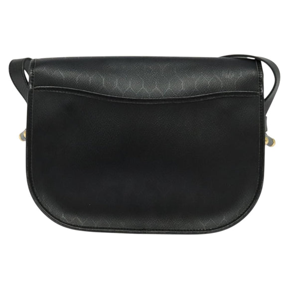 Christian Dior Honeycomb Canvas Shoulder Bag PVC Black Gold Auth 120944