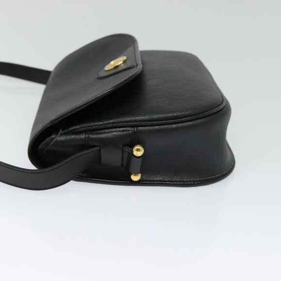 Christian Dior Honeycomb Canvas Shoulder Bag PVC Black Gold Auth 120944