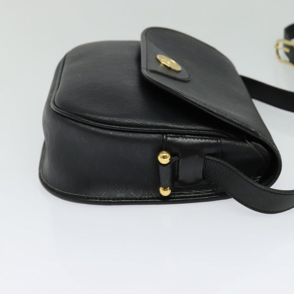 Christian Dior Honeycomb Canvas Shoulder Bag PVC Black Gold Auth 120944